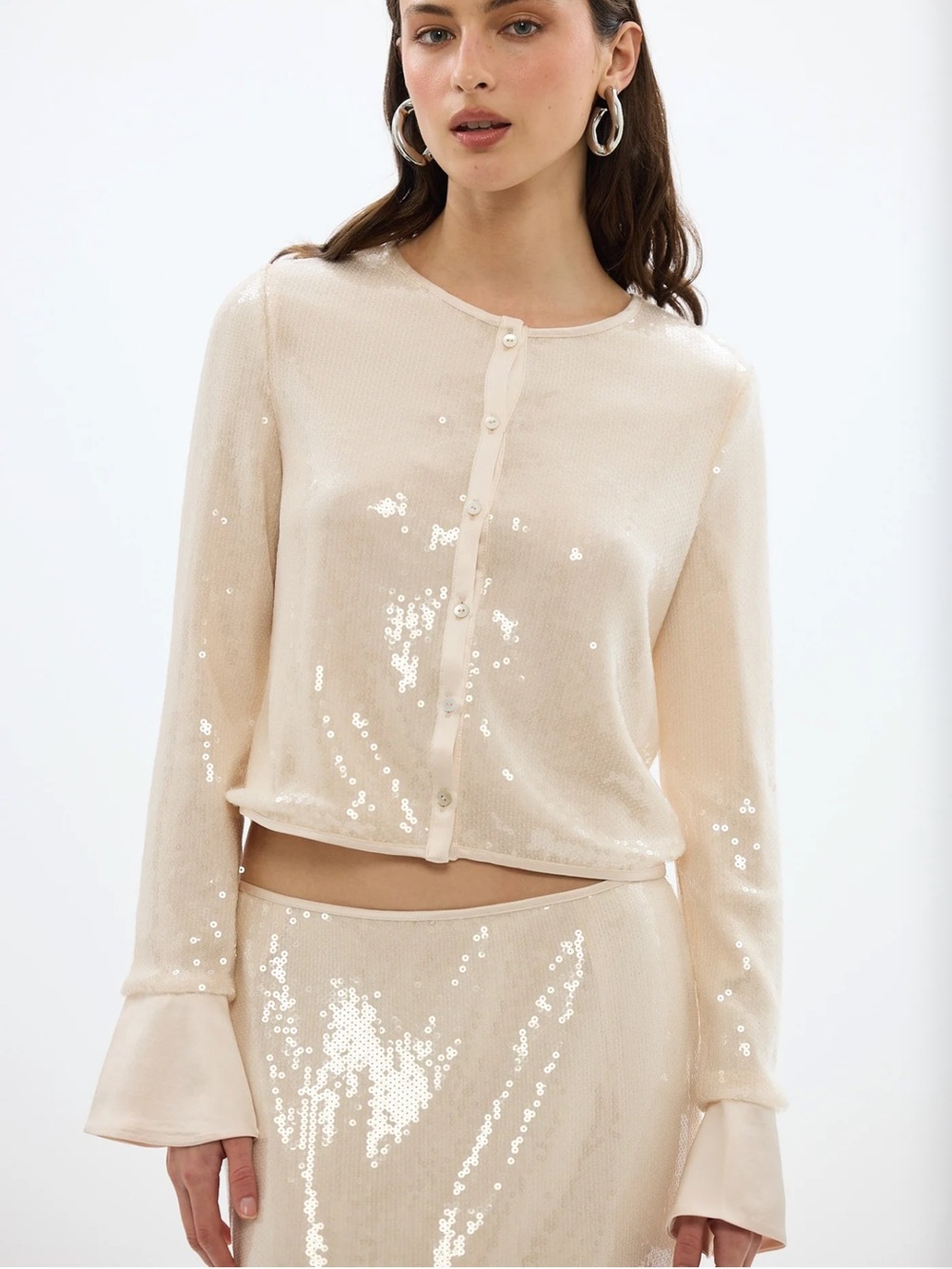 Bubish Nadine Sequin Top and Skirt Set - Pearl Pink NWT